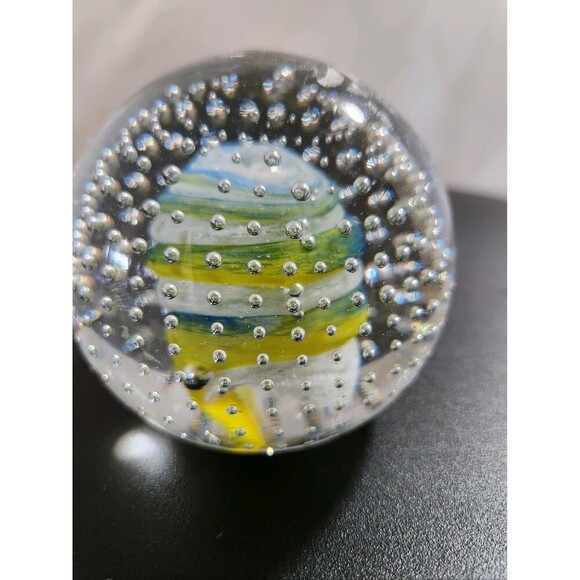 Murano Other - Vintage Art Glass Paperweight Multi Color Swirls Bullcante Controlled Bubbles *
